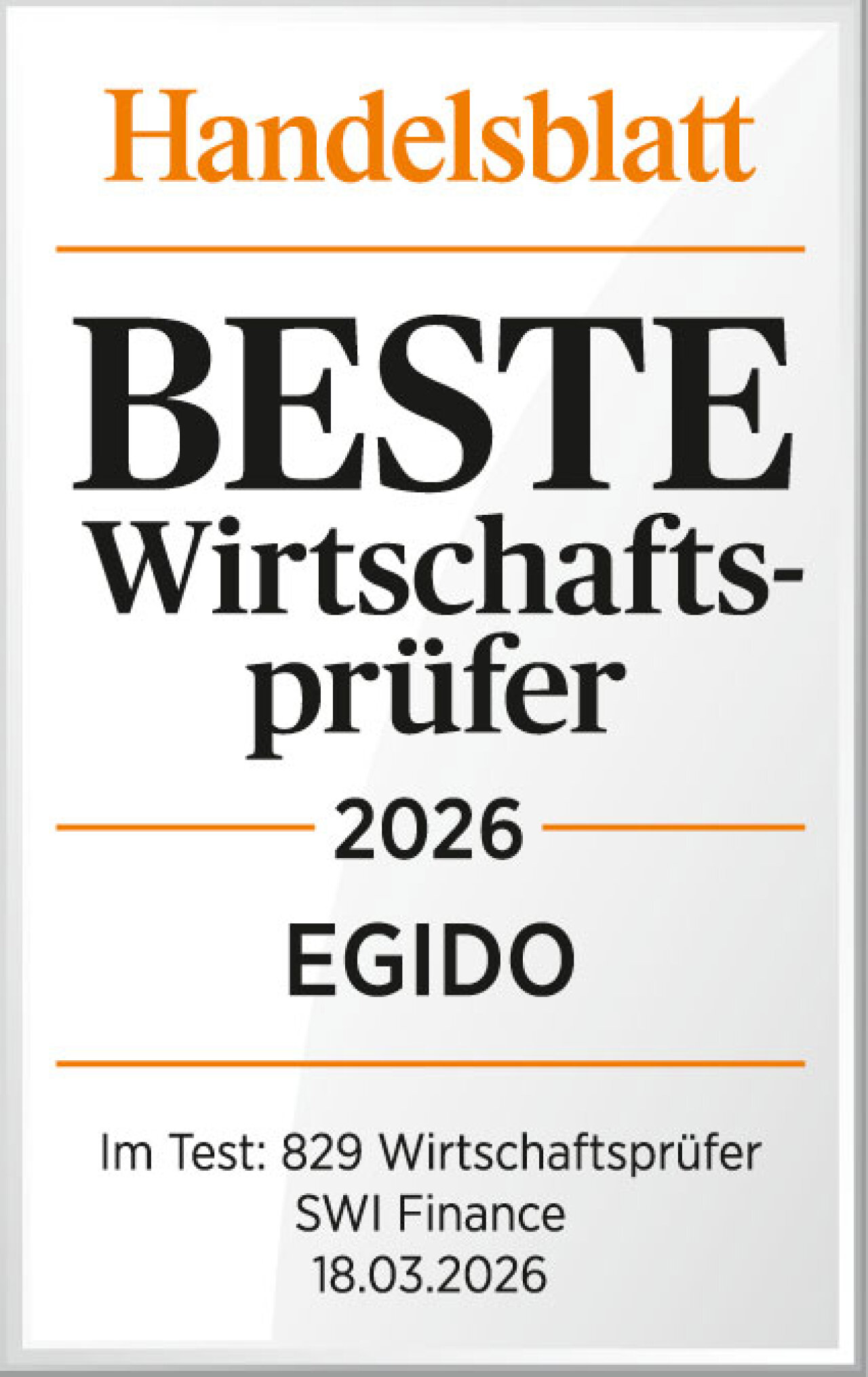 Siegel: Handelsblatt Beste Wirtschaftsprüfter 2026